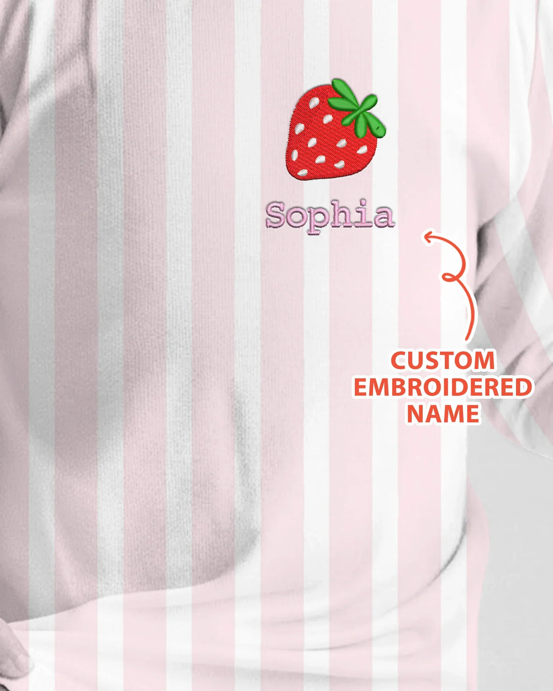 Personalized Embroidered Pink Stripes Baby Bamboo Two Piece Long Sleeve Pajama Set
