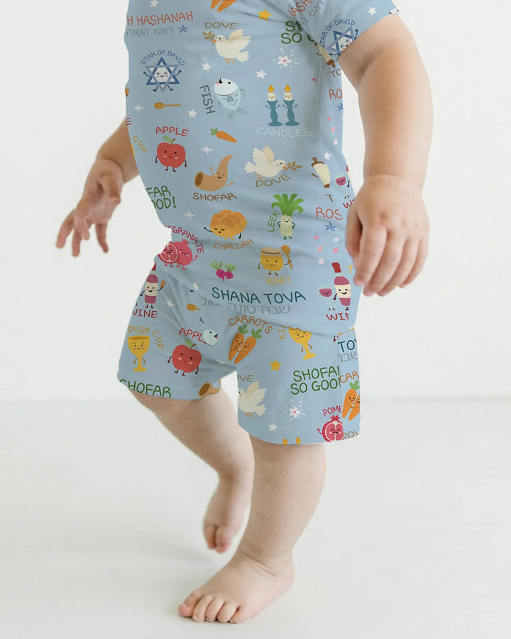 Schlafanzug-Set zweiteilig, kurze Ärmel, kurze Hose, Bambus