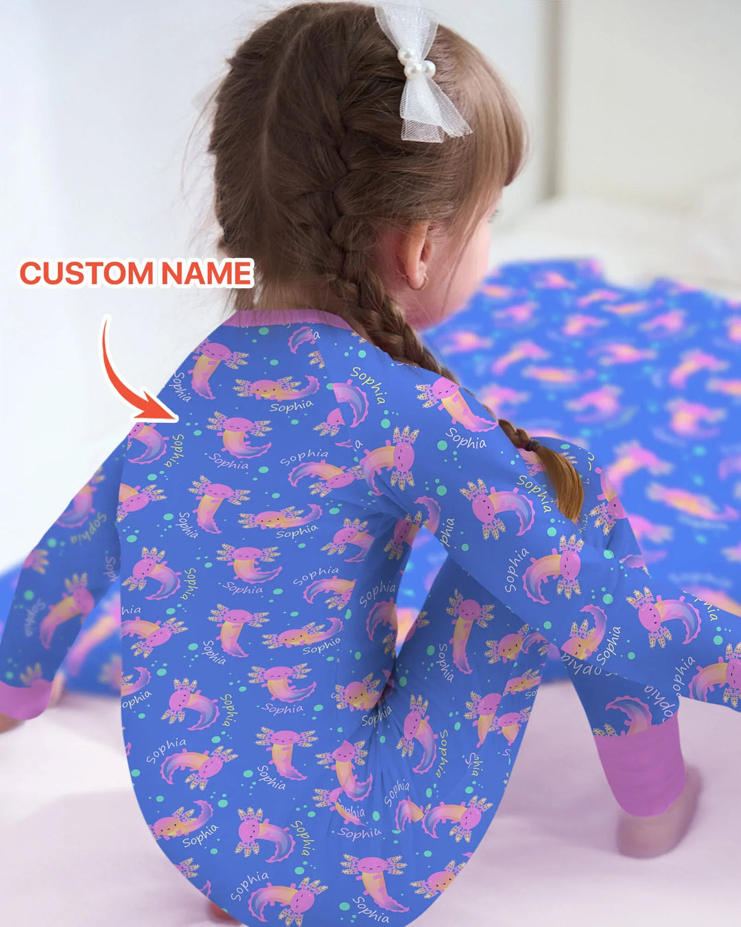 Axolotl Glow Custom Name Bamboo Convertible Zippy