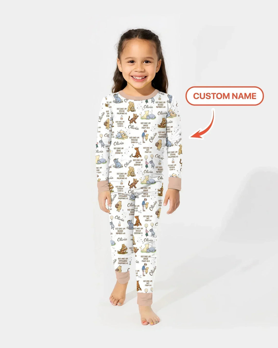 Custom Name God Says I Am Classic Bear Bamboo Two Piece Long Sleeve Pajama Set