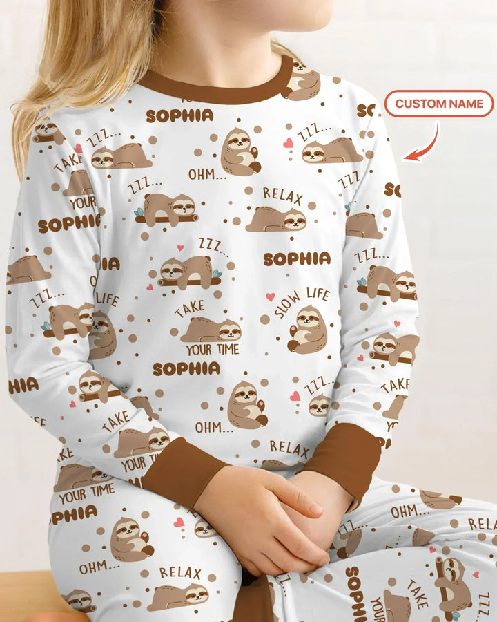 Zweiteiliges Langarm-Pyjama-Set mit Sommerfrüchten