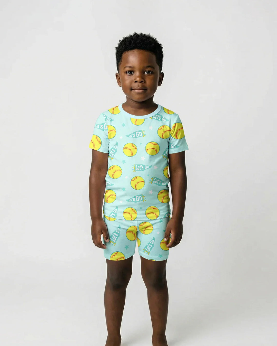 Softball Lovers Bamboo Two Piece Short Sleeve Shorts Pajama Set