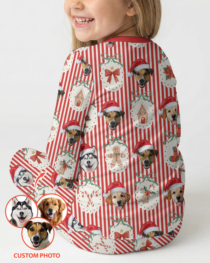 Christmas Paws Custom Photo Bamboo Two Piece Long Sleeve Pajama Set