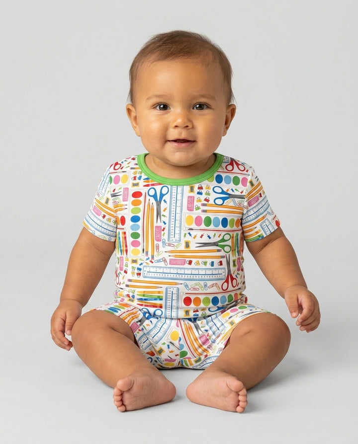 Template Zweiteiliges Pyjama-Set mit kurzen Ärmeln und Shorts