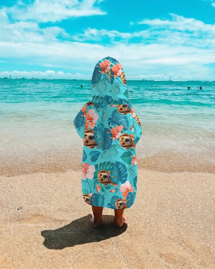 Hawaiianischer Badeponcho für Hunde aus Bambus mit individuellem Foto