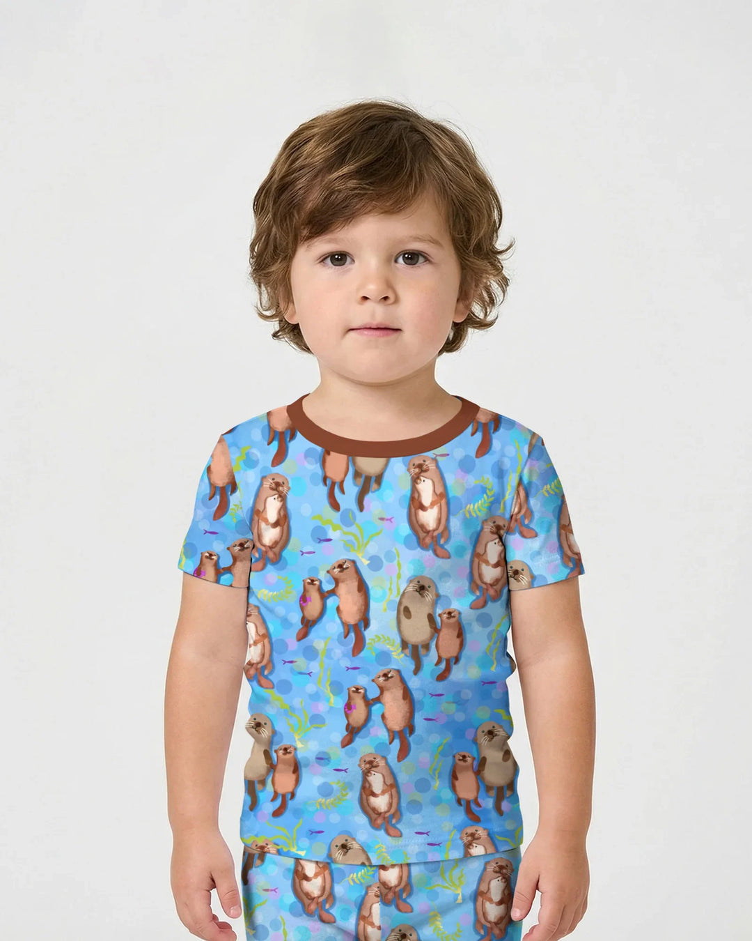 Template Zweiteiliges Pyjama-Set mit kurzen Ärmeln und Shorts