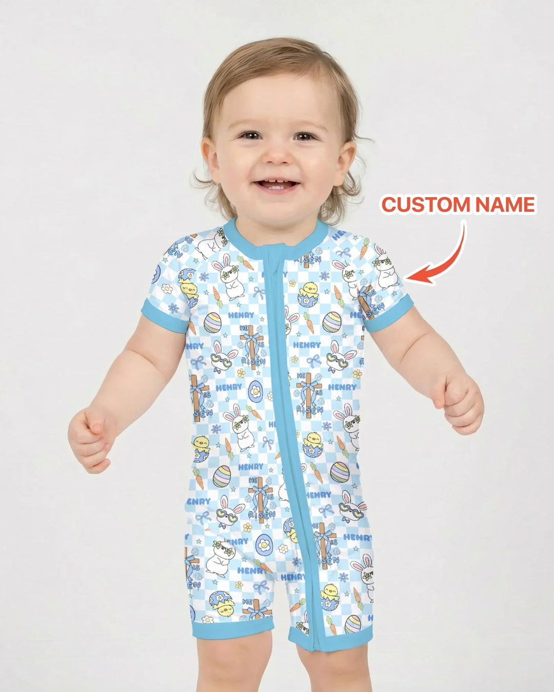 Custom Name Retro Easter Bamboo Shorty Zippy