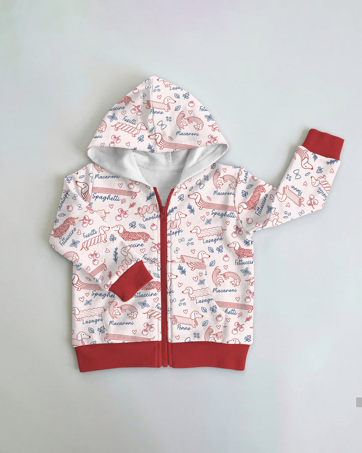 Funny Dachshund Pasta Pups Bamboo Zip Hoodie