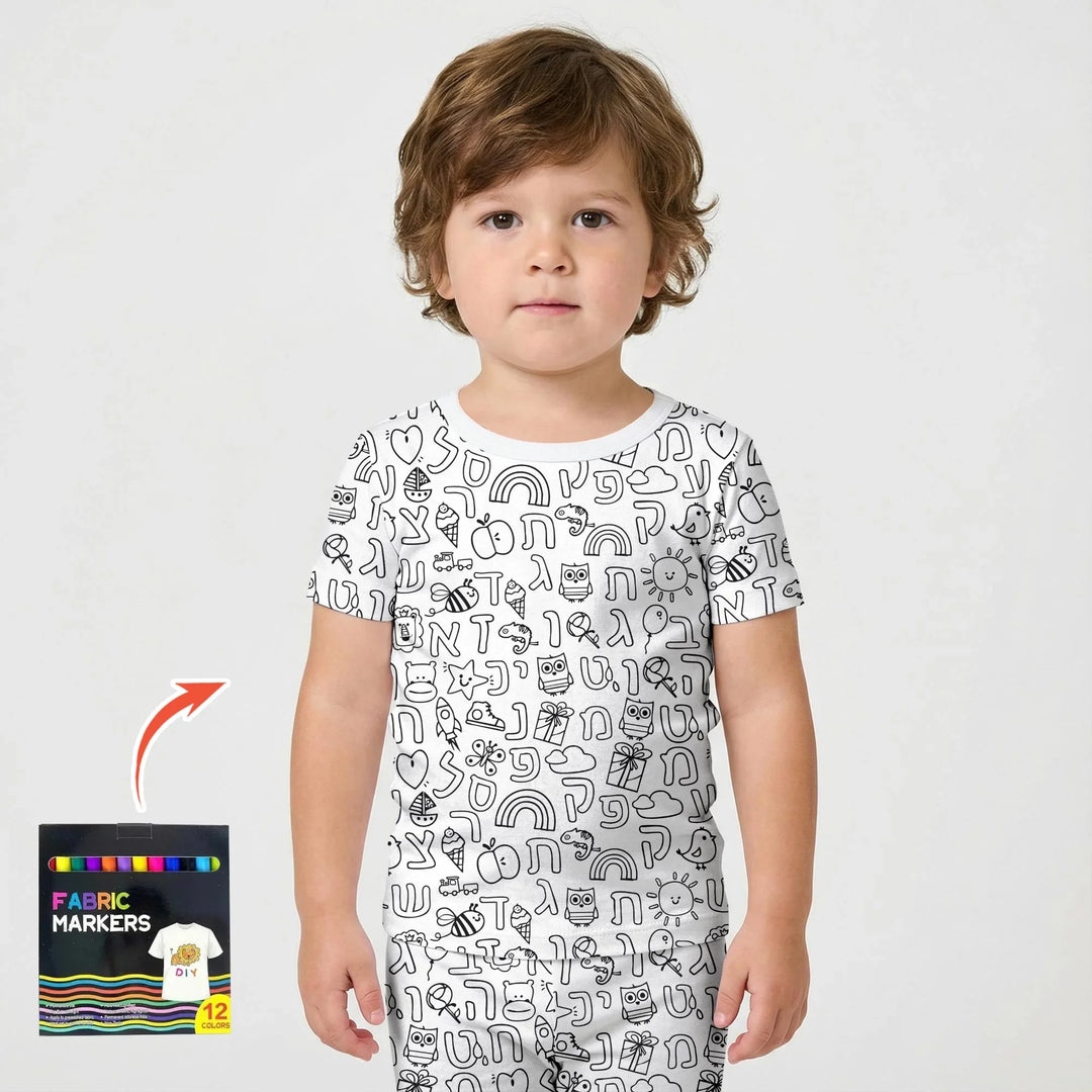 Template Zweiteiliges Pyjama-Set mit kurzen Ärmeln und Shorts