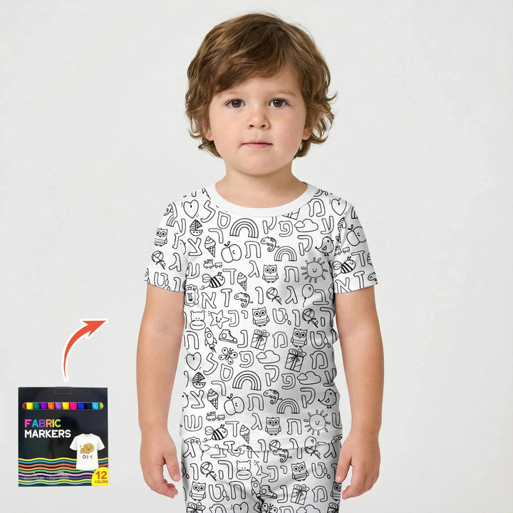 Template Zweiteiliges Pyjama-Set mit kurzen Ärmeln und Shorts