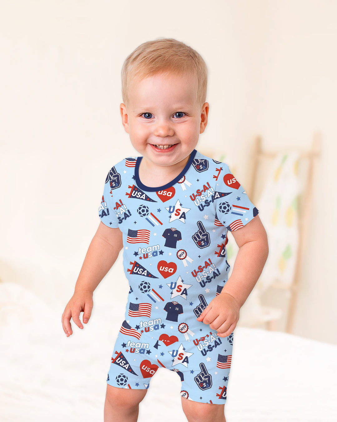 Schlafanzug-Set zweiteilig, kurze Ärmel, kurze Hose, Bambus