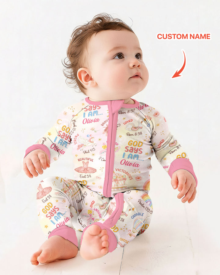 God Says I Am- Ballerina Custom Name Bamboo Convertible Zippy