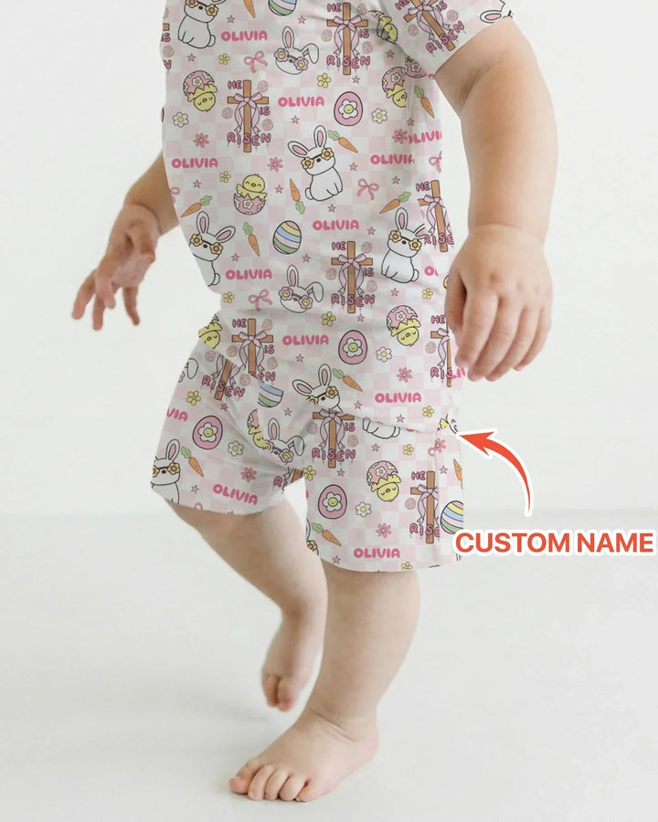 Zweiteiliges Pyjama-Set mit kurzen Ärmeln und Shorts im Sommer-Design