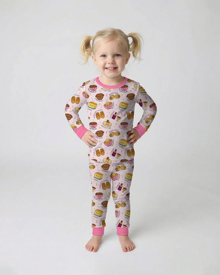 Shabbat Shalom Bamboo Two Piece Long Sleeve Pajama Set