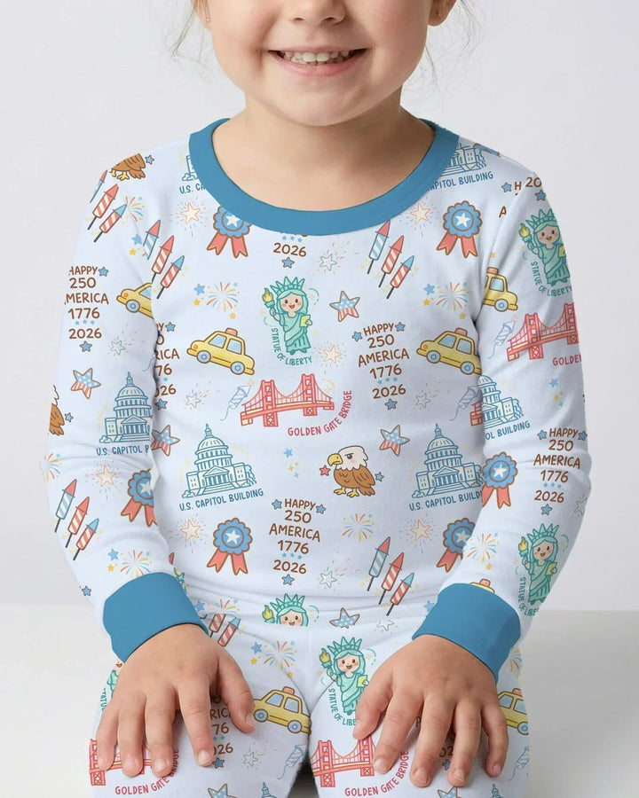 Zweiteiliges Langarm-Pyjama-Set mit Sommerfrüchten