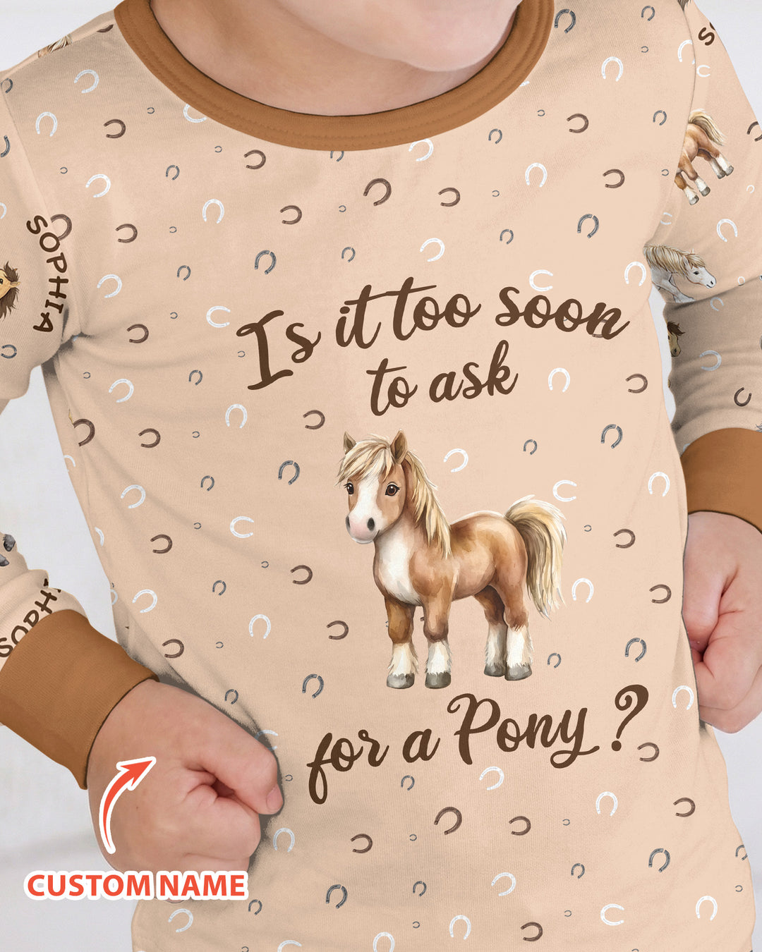 Custom Name Is It Too Soon to Ask for a Pony Bamboo Two Piece Long Sleeve Pajama Set