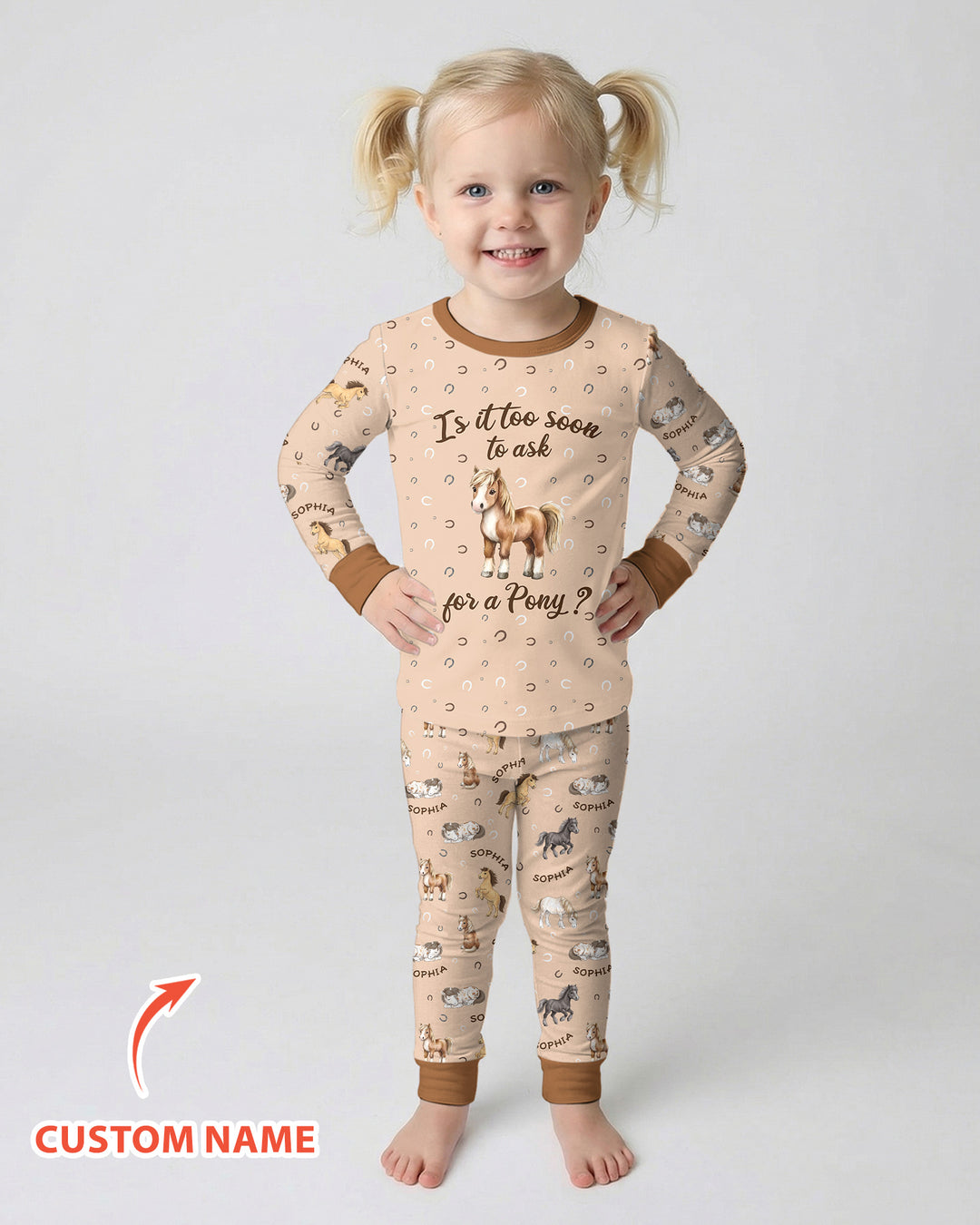 Custom Name Is It Too Soon to Ask for a Pony Bamboo Two Piece Long Sleeve Pajama Set