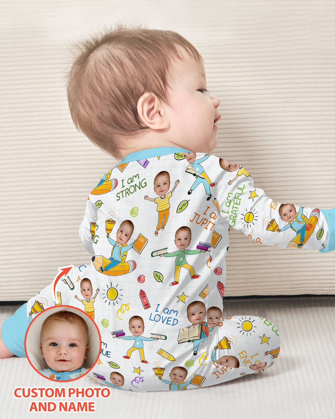 Gerippte Babykleidung mit individuellem Foto - Weich &amp; Skizzenhaft