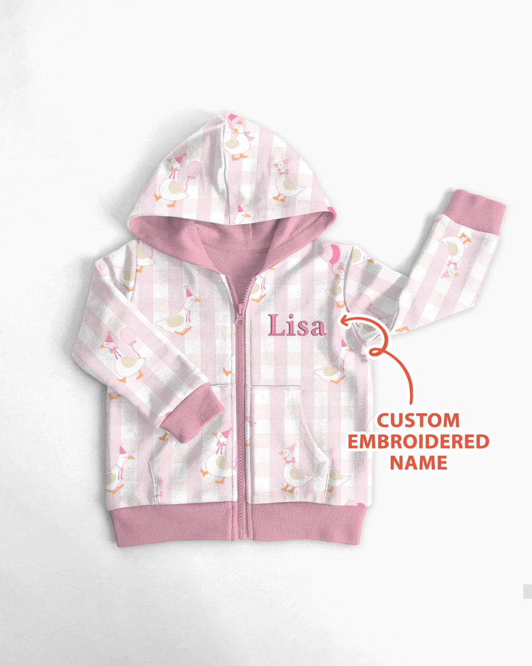 Personalisierter bestickter Geburtstag Baby Bambus Kapuzenpullover mit Reißverschluss