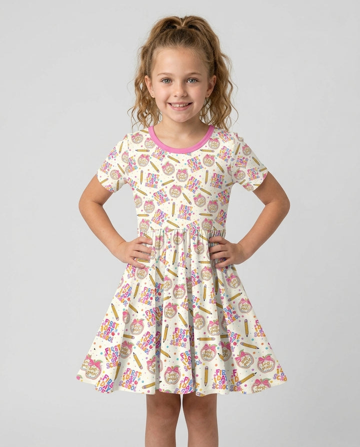 Custom School Grade First Day Cutie Bamboo Twirl Dress