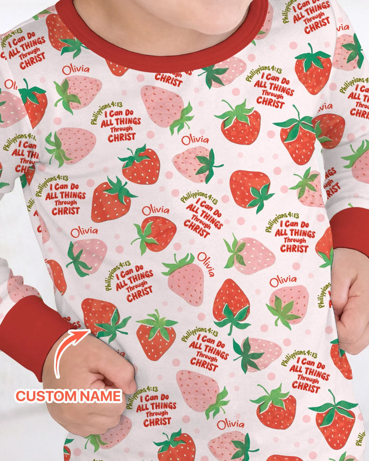 Zweiteiliges Langarm-Pyjama-Set mit Sommerfrüchten