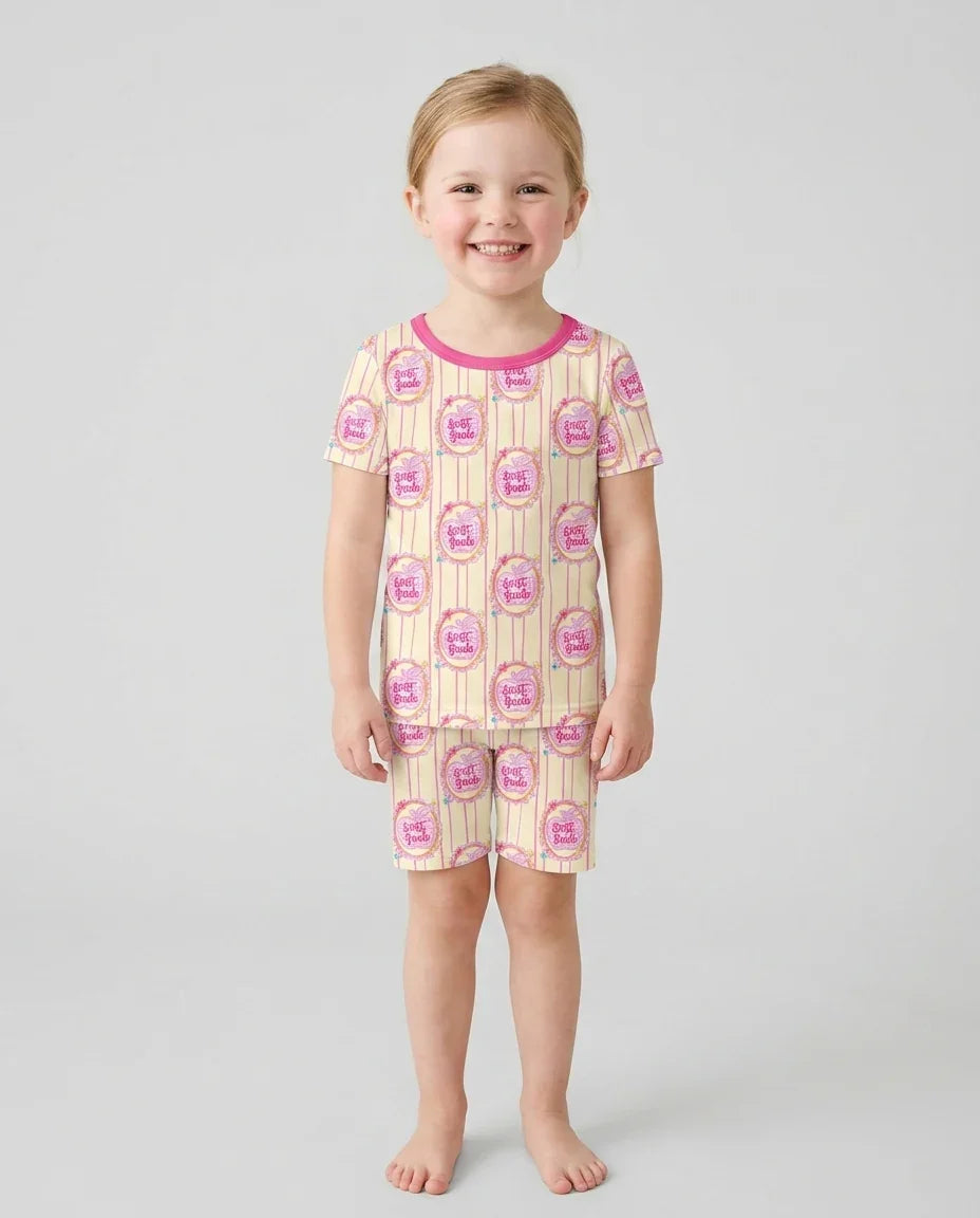 Schlafanzug-Set zweiteilig, kurze Ärmel, kurze Hose, Bambus