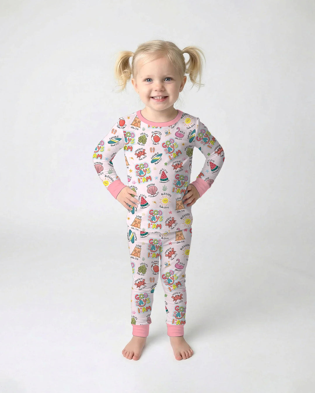 Zweiteiliges Langarm-Pyjama-Set mit Sommerfrüchten