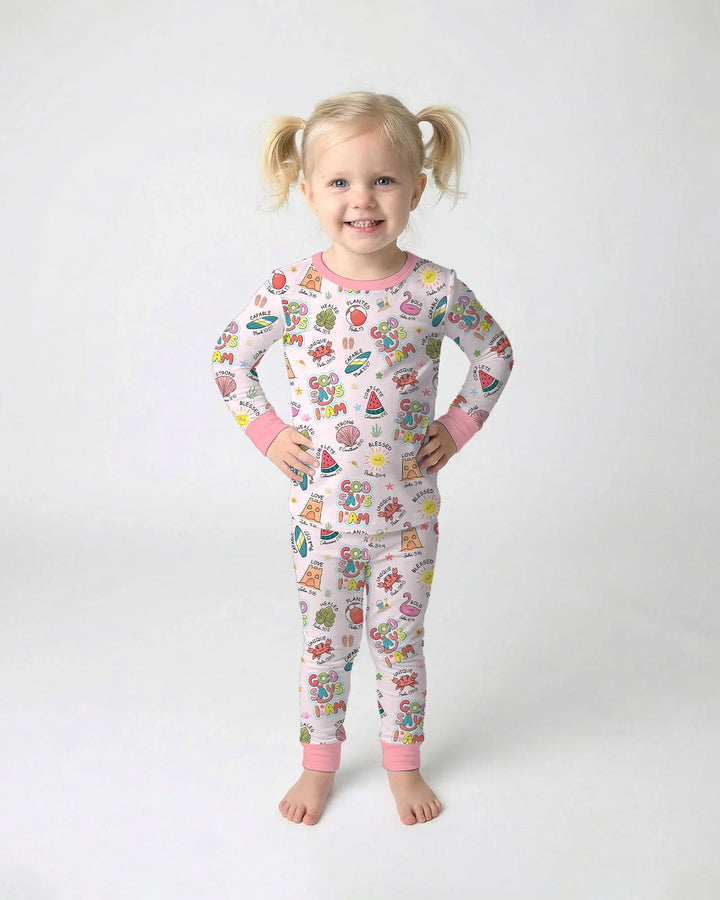 Zweiteiliges Langarm-Pyjama-Set mit Sommerfrüchten