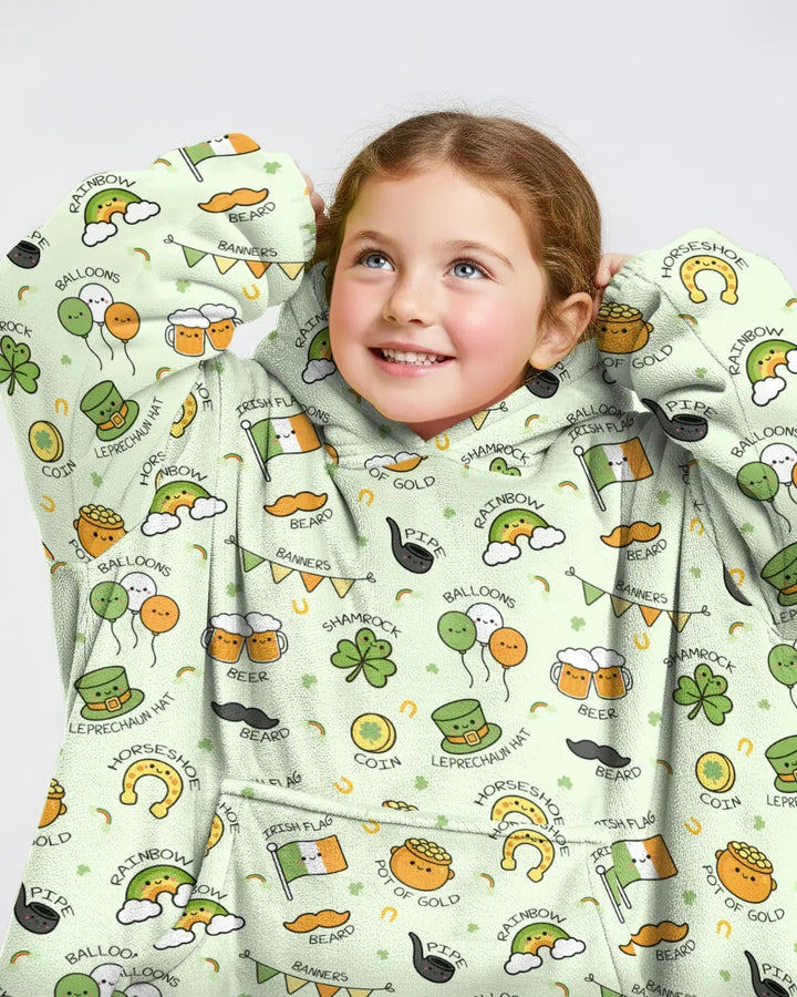 Kawaii St. Patrick's Day Tragbarer Bambus-Decken-Hoodie