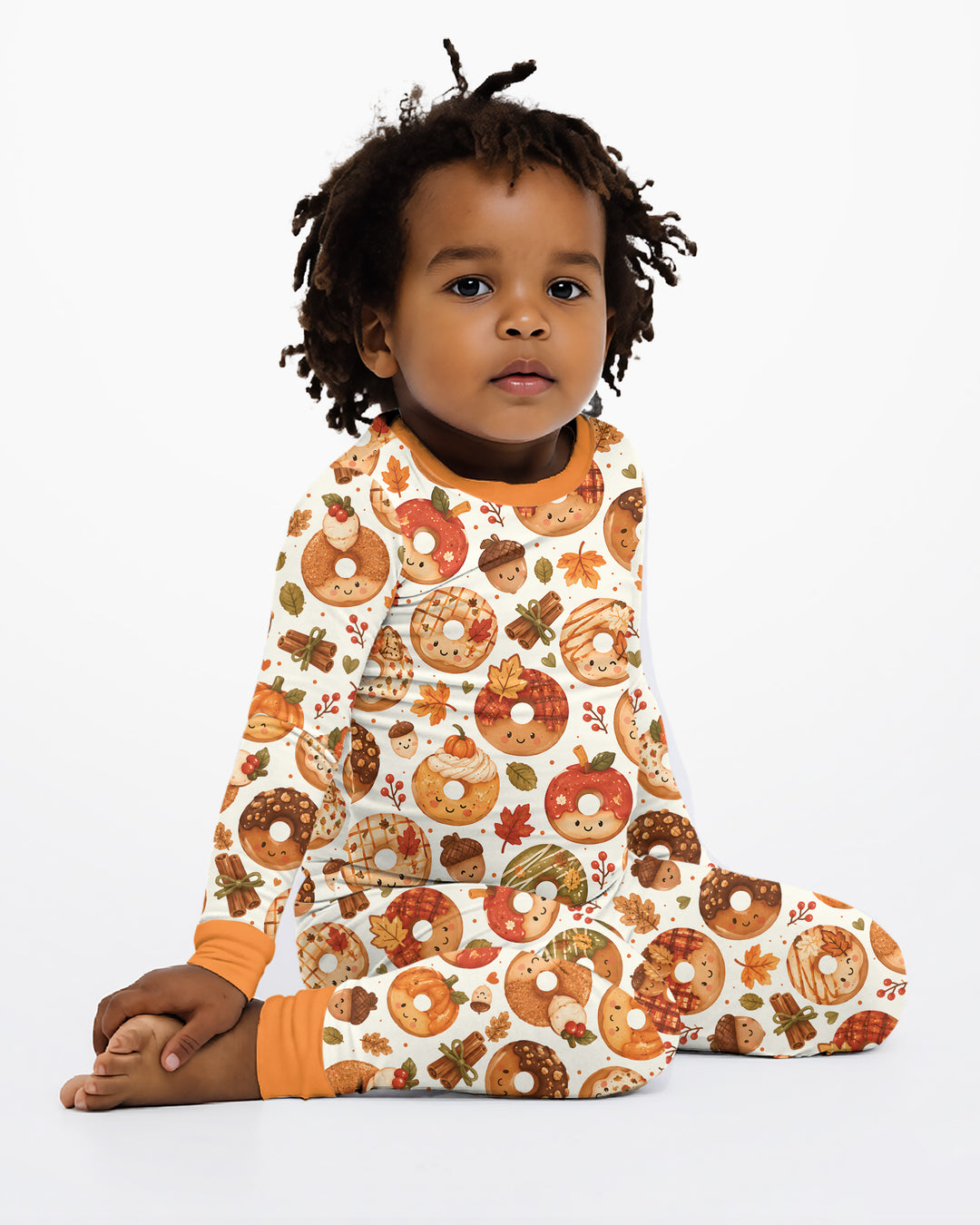 Cute Fall Donut Bamboo Two Piece Long Sleeve Pajama Set