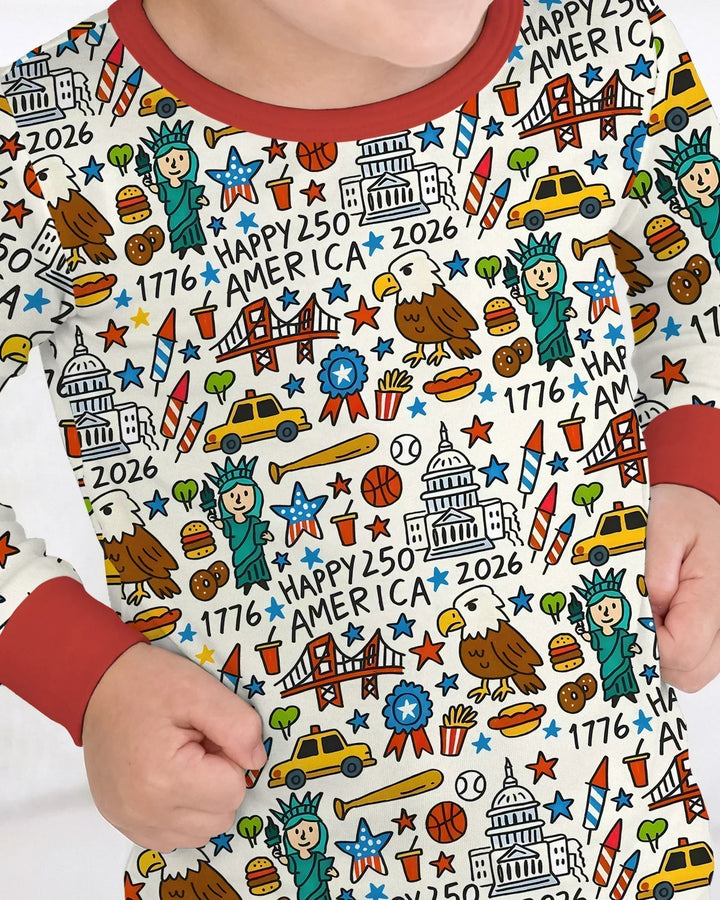 Zweiteiliges Langarm-Pyjama-Set mit Sommerfrüchten