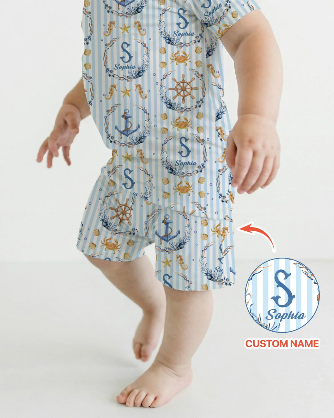 Zweiteiliges Pyjama-Set mit kurzen Ärmeln und Shorts im Sommer-Design