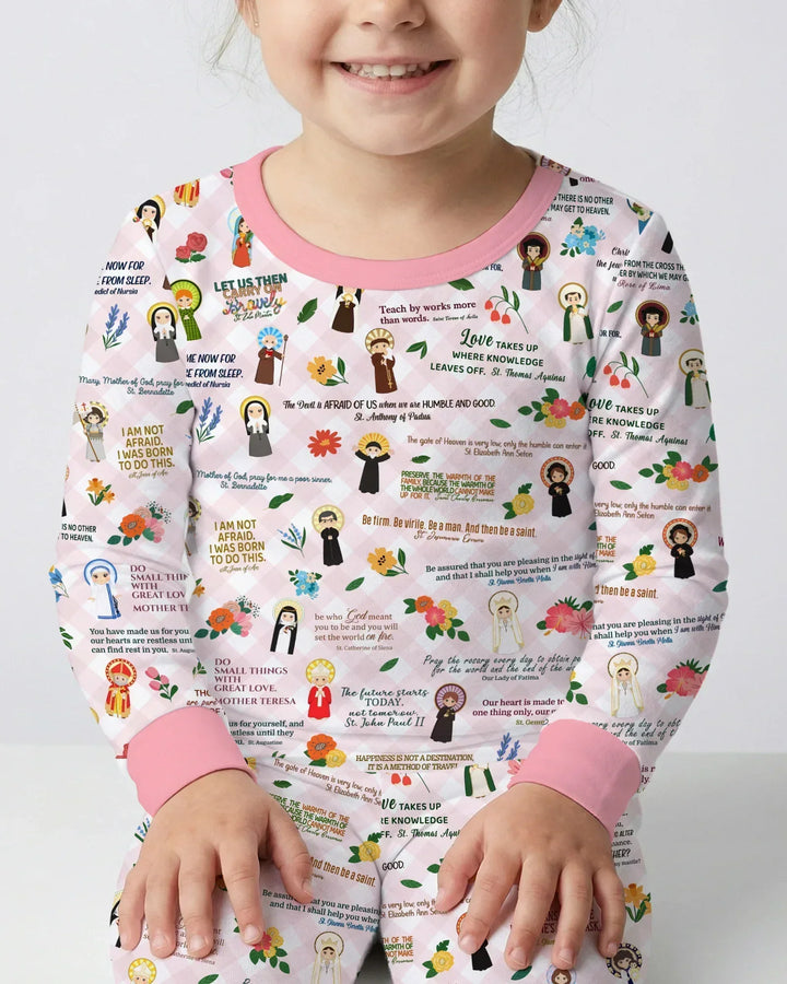 Catholic Saint Quotes Bamboo Two Piece Long Sleeve Pajama Set