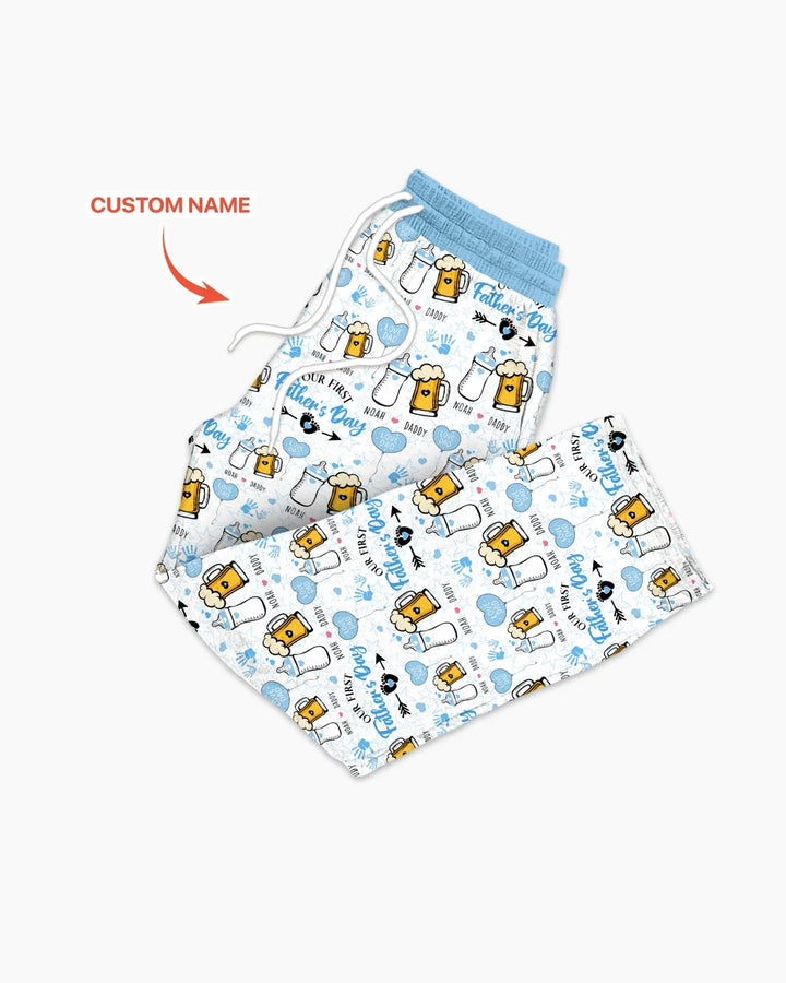 Custom Name First Father's Day Drink Bamboo Men's Pajama Set