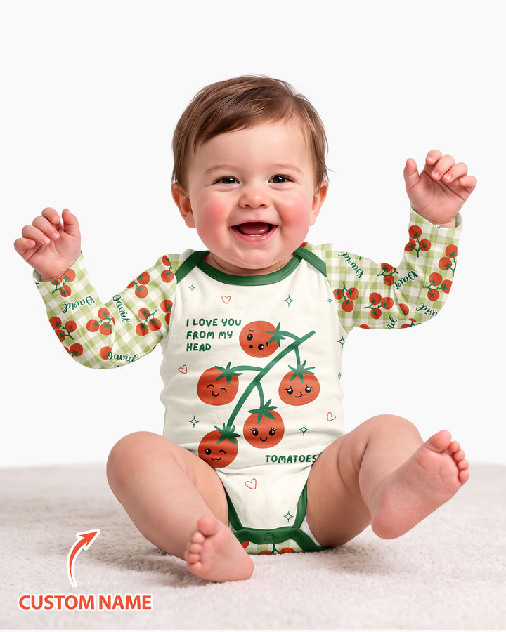 I Love You From My Head Tomatoes Custom Name Bamboo Bodysuit