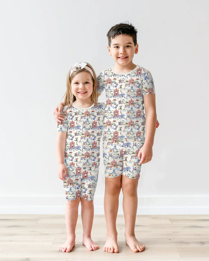 Schlafanzug-Set zweiteilig, kurze Ärmel, kurze Hose, Bambus