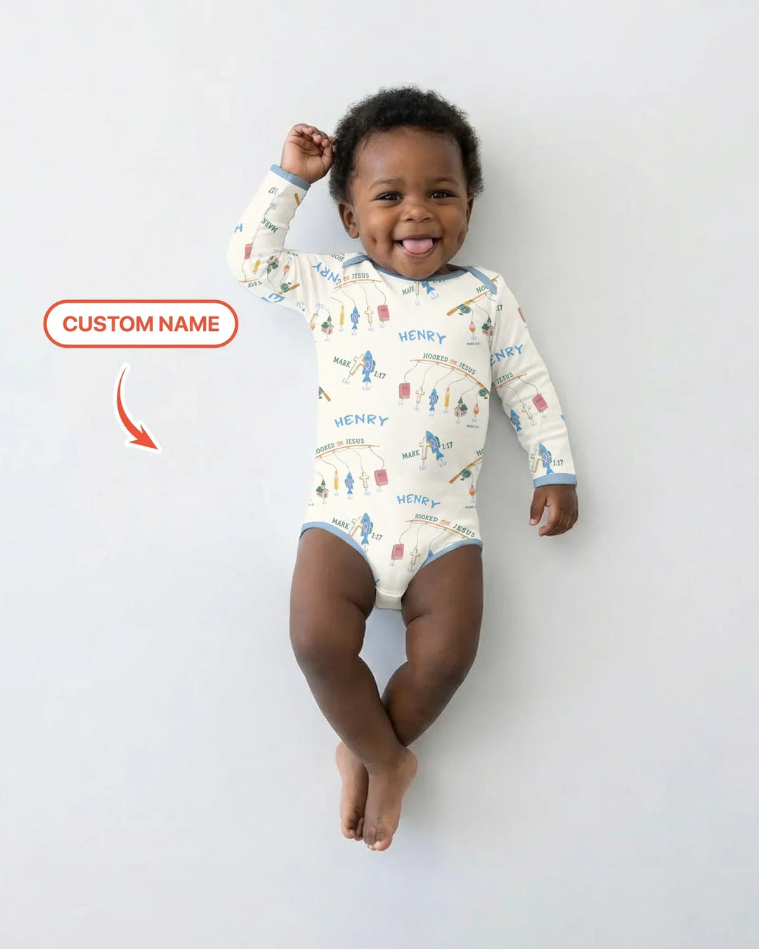 Hooked On Jesus Fishing Matching Bamboo Bodysuit