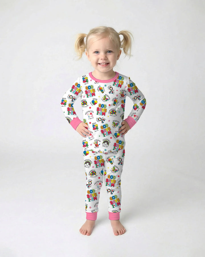 Zweiteiliges Langarm-Pyjama-Set mit Sommerfrüchten