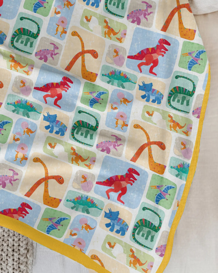 Rainbow Dino Friends Family Matching Bamboo Blanket