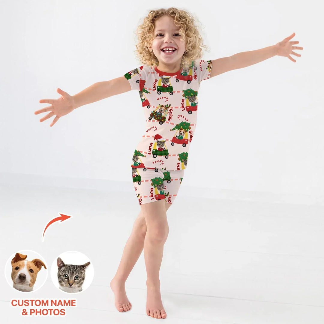 Zweiteiliges Pyjama-Set mit kurzen Ärmeln und Shorts im Sommer-Design