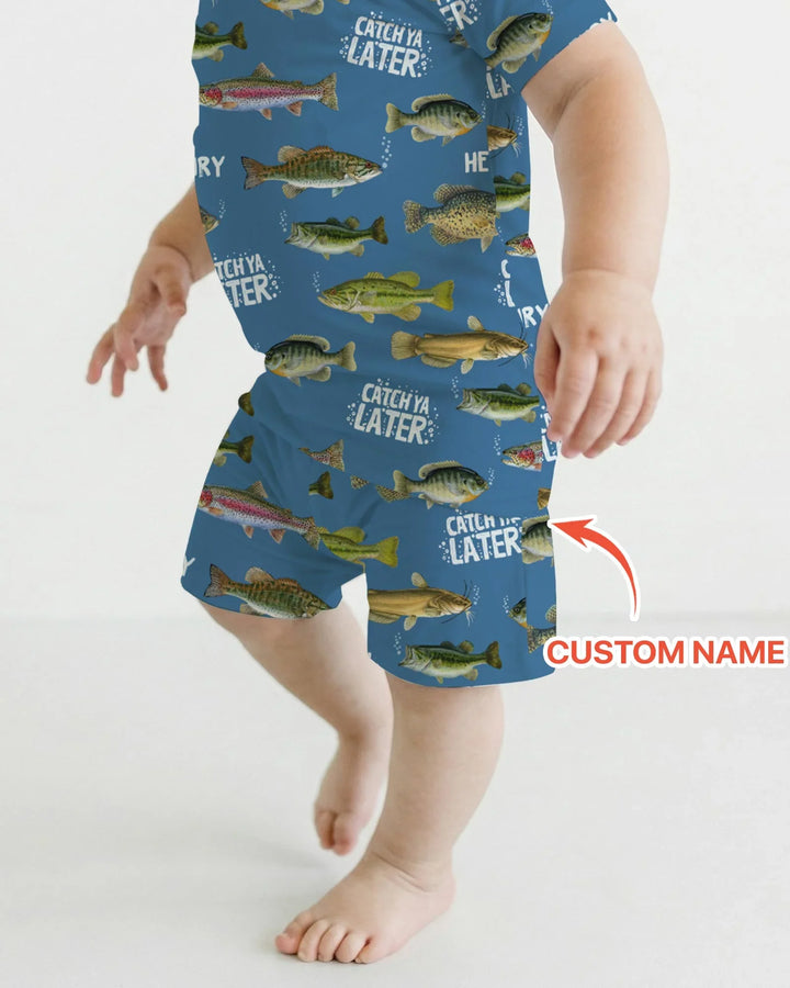 Zweiteiliges Pyjama-Set mit kurzen Ärmeln und Shorts im Sommer-Design