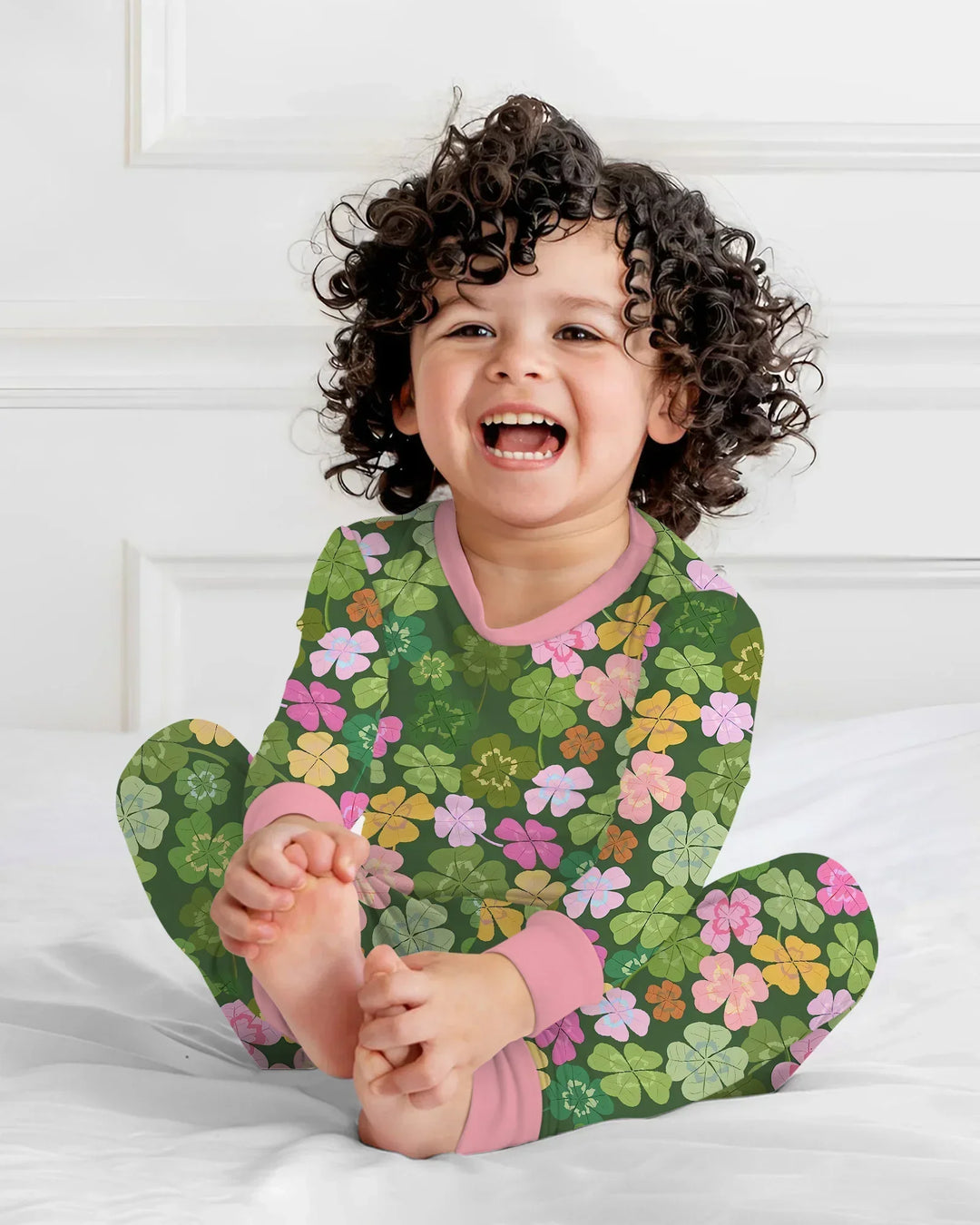 Lucky 4 Leaf Clover Bamboo Two Piece Long Sleeve Pajama Set