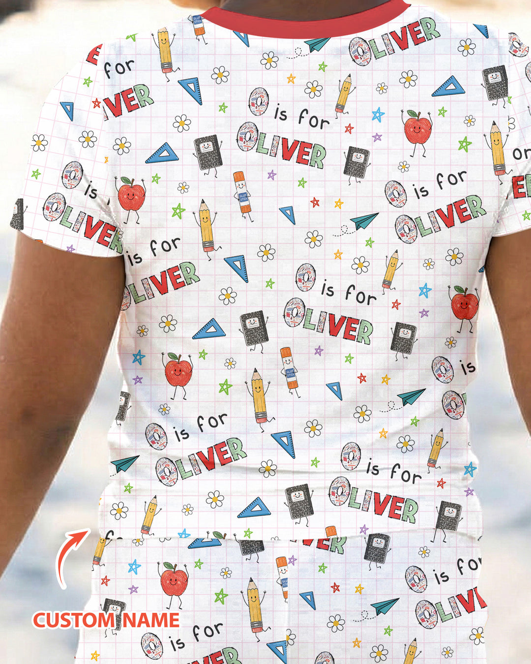 Personalized Back To School Bamboo Two Piece Short Sleeve Pajama Set