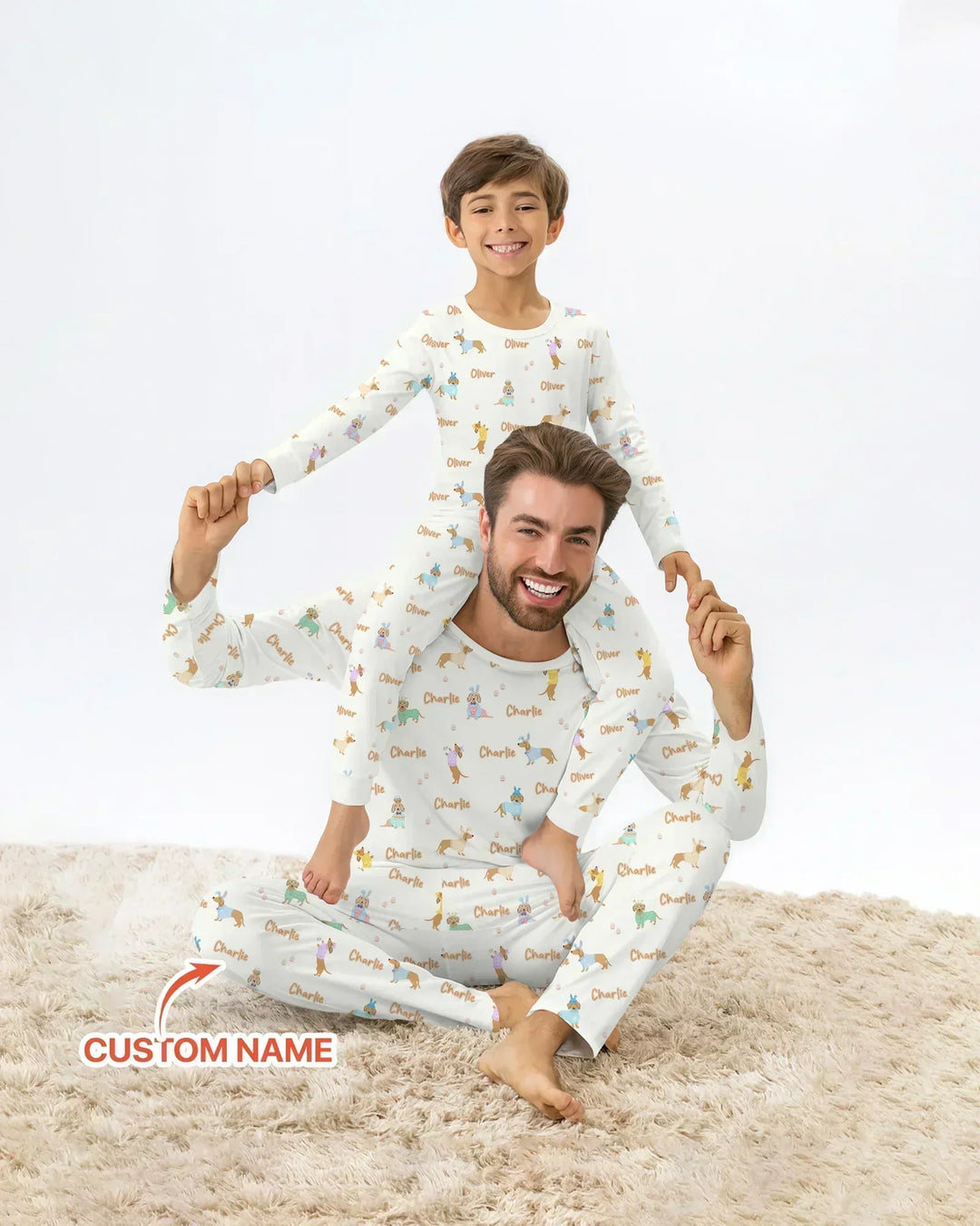 Custom Name Easter Dachshund Bamboo Women Pajama Set