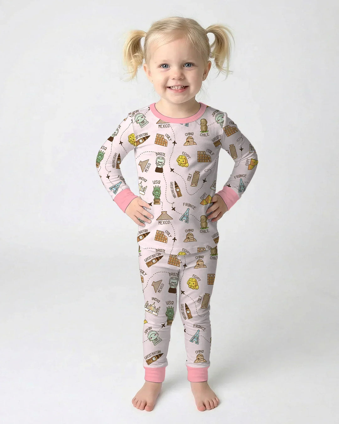 Zweiteiliges Langarm-Pyjama-Set mit Sommerfrüchten