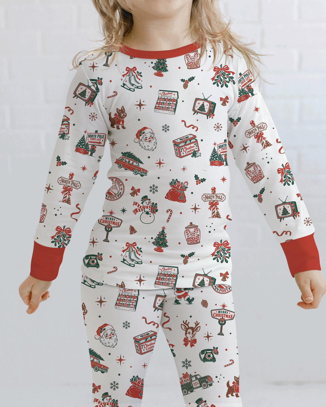 North Pole Retro Bamboo Two Piece Long Sleeve Pajama Set