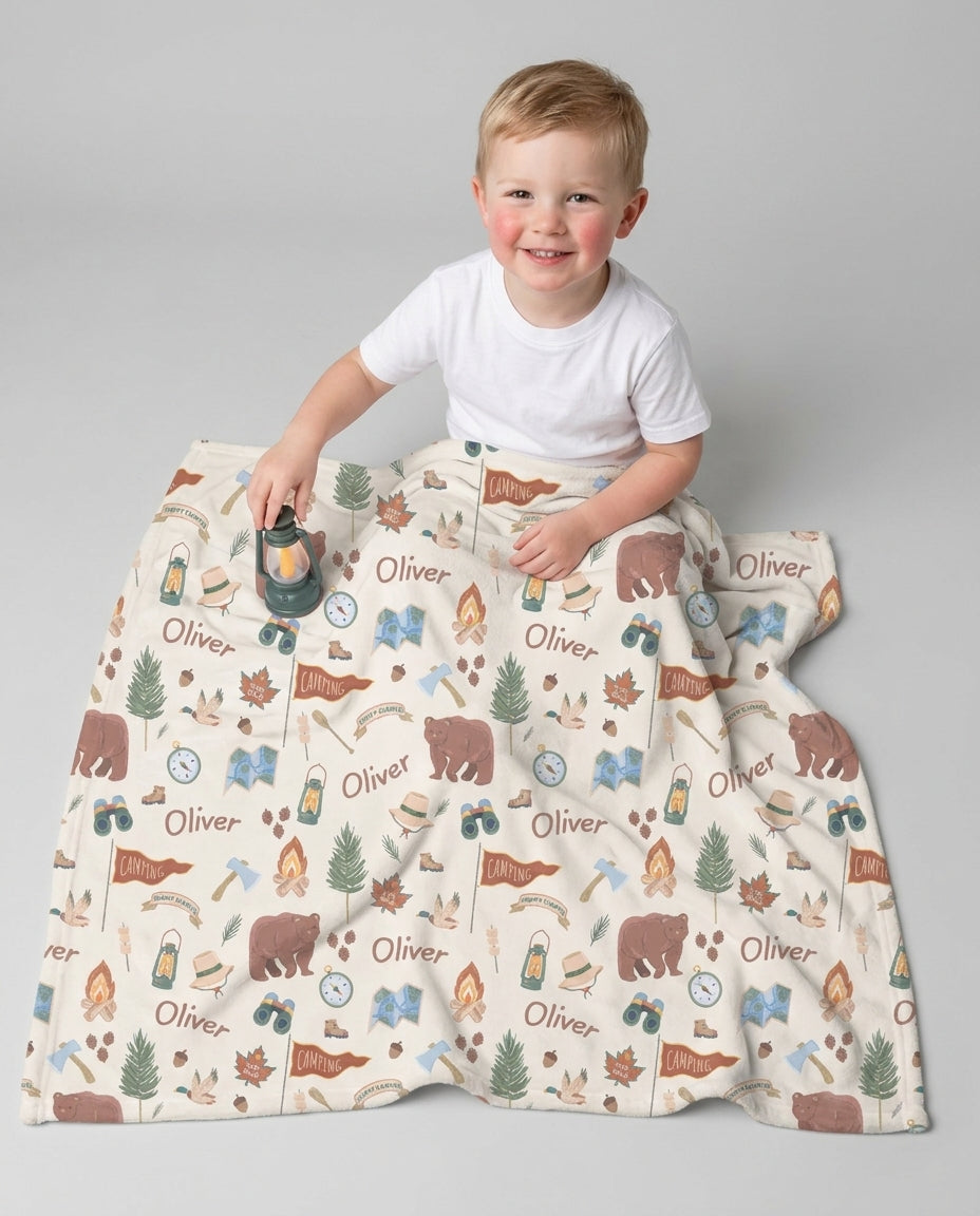 Custom Name Adventure Outdoors Bamboo Blanket