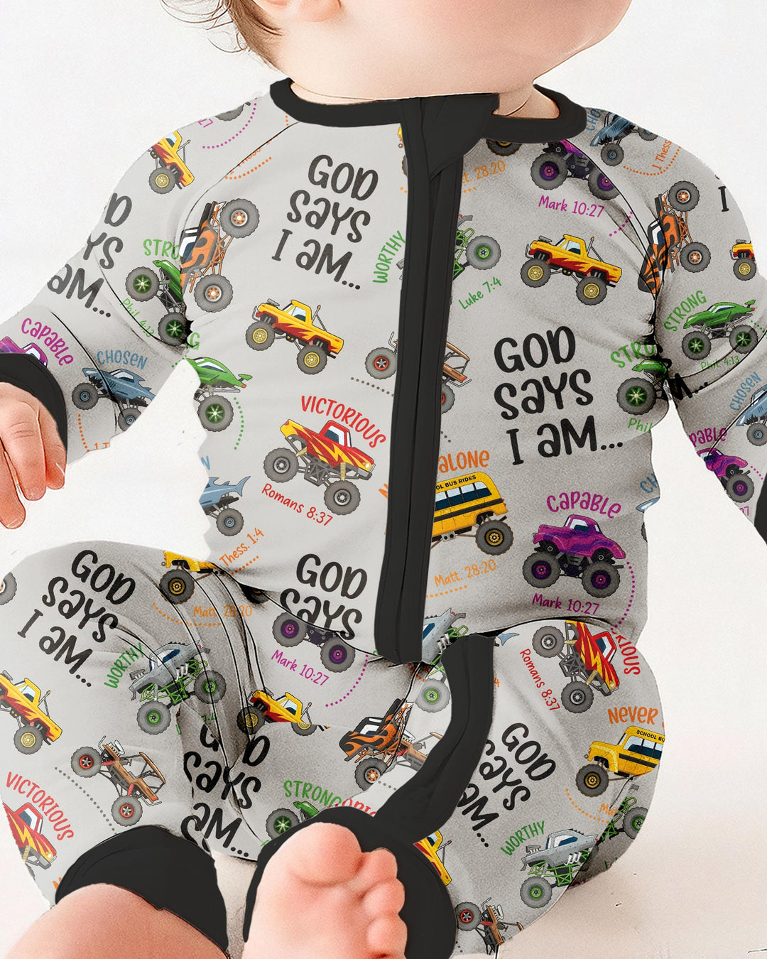 God Says I Am Monster Truck Bamboo Convertible Zippy