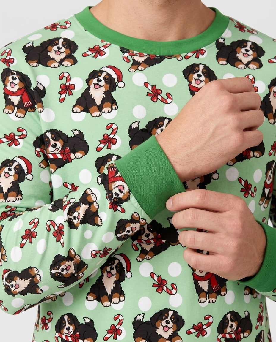 Holiday Bernese Mountain Christmas Dog Bamboo Men's Pajama Set