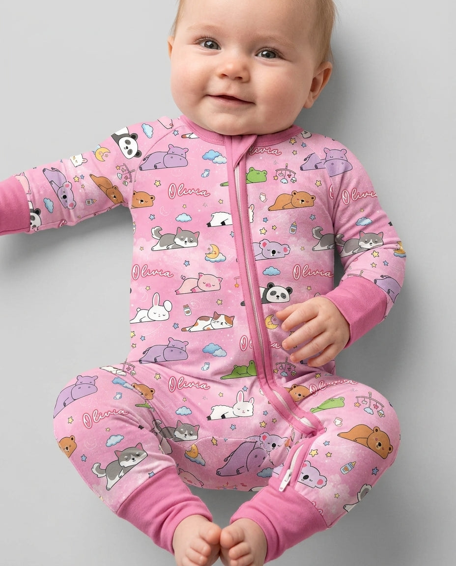 Custom Name Sleeping Cutie Bamboo Convertible Zippy